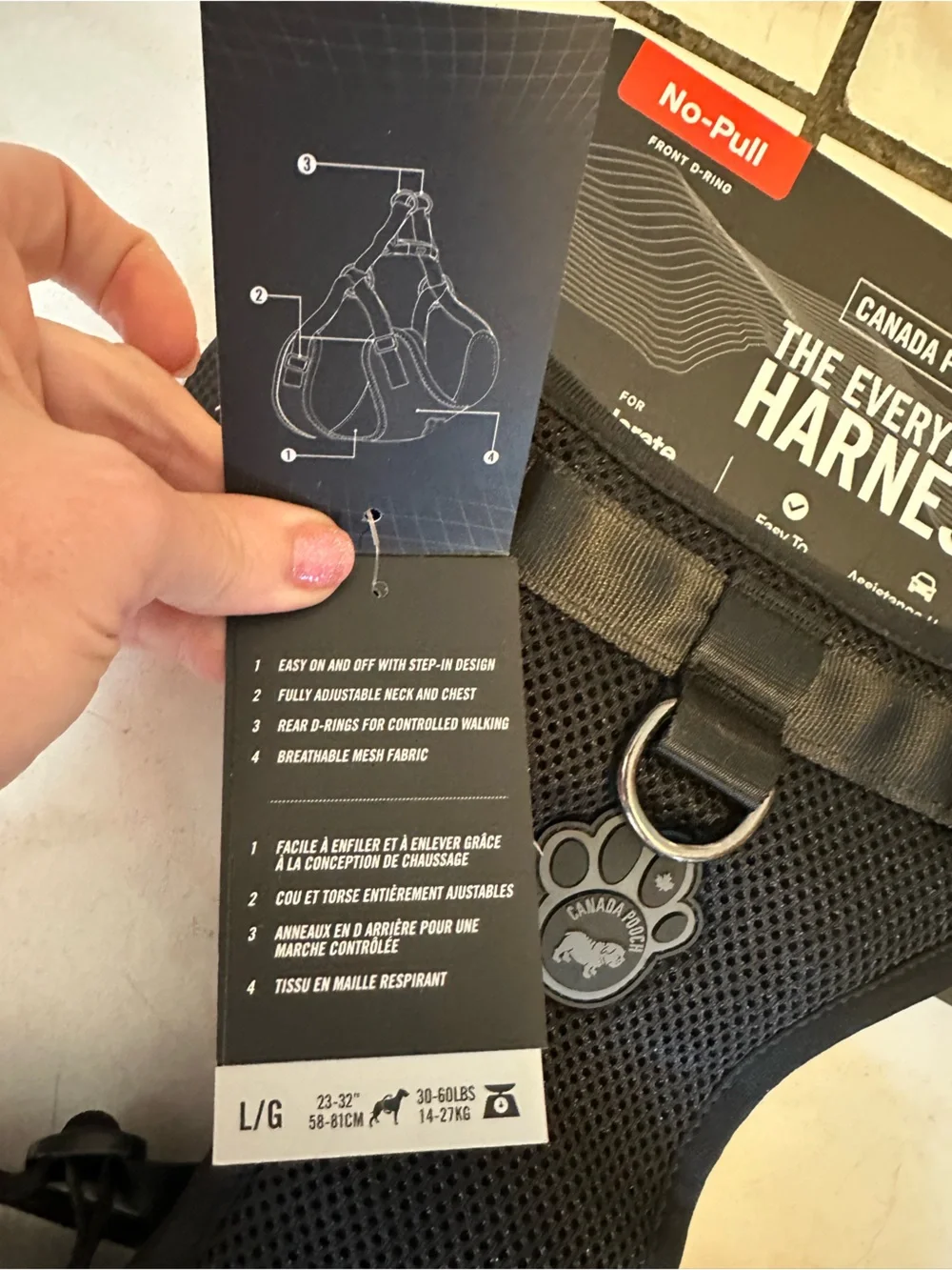 NWT Canada Pooch Everything Harness Black No-Pull